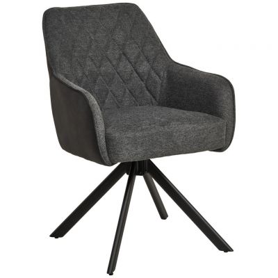 Scaun Cu Brațe din lemn, metal, textil, gri