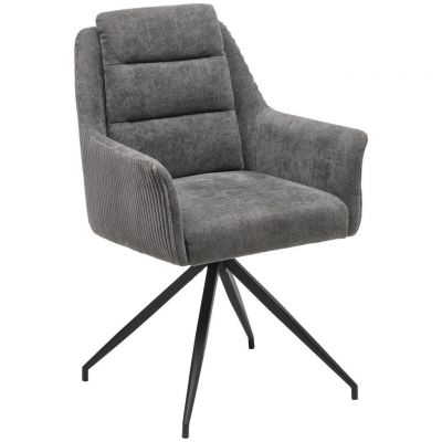 Scaun Cu Brațe din lemn, metal, textil, gri