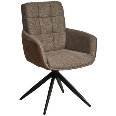 Scaun Cu Brațe din lemn, metal, textil, maro