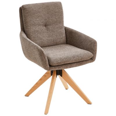 Scaun Cu Brațe din lemn, metal, textil, maro