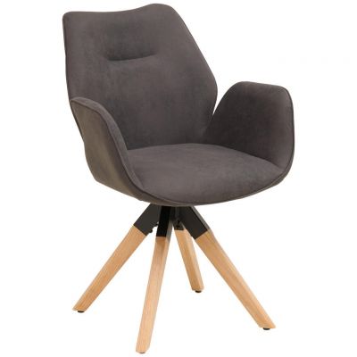 Scaun Cu Brațe din lemn, textil, antracit, culoare natur