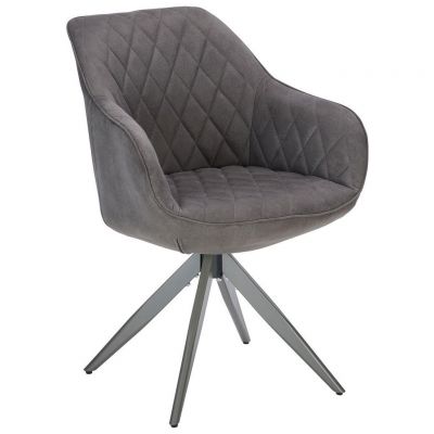 Scaun Cu Brațe din metal, textil, gri închis