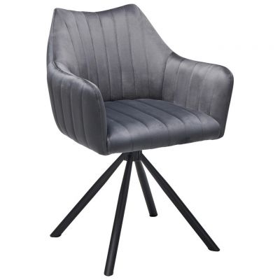 Scaun Cu Brațe din metal, textil, gri, negru