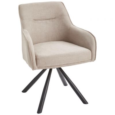 Scaun Cu Brațe din metal, textil, negru, taupe