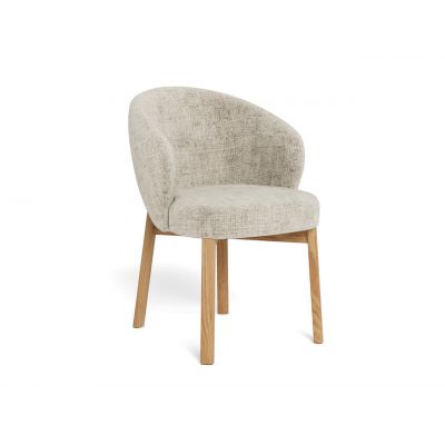 Scaun Darlene, Actona, 55.5x60x80.5 cm, tesatura Chenille/lemn de stejar, bej/natural