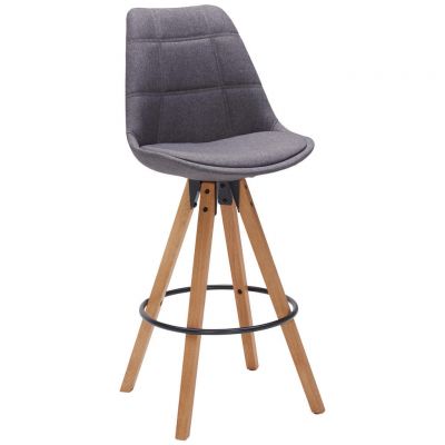 Scaun De Bar din textil, culoare lemn stejar, gri închis