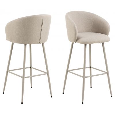 Scaun de bar Eleanor, Actona, 54x52x105 cm, tesatura structurata/otel, bej