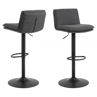 Scaun de bar Flynn, Actona, 44x53x107 cm, rotativ, tesatura structurata/otel, gri inchis