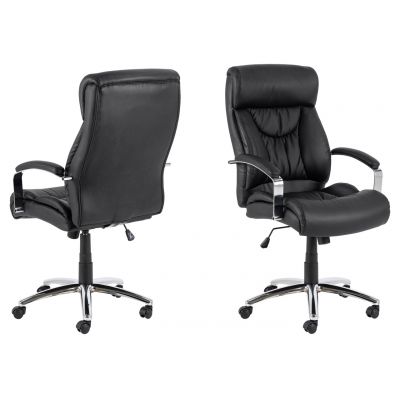 Scaun de birou Benson, Actona, 64.5x83x120 cm, rotativ, piele ecologica/otel, negru