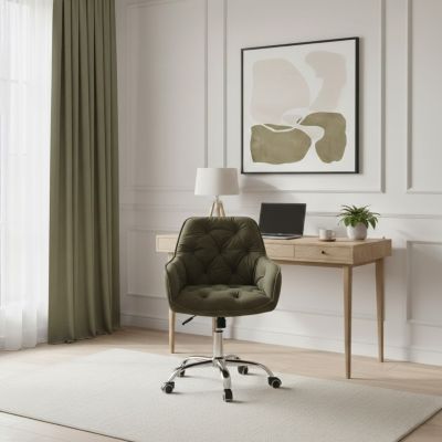 Scaun de birou Fussy, Homla, 61x57x80-90 cm, metal/poliester, verde