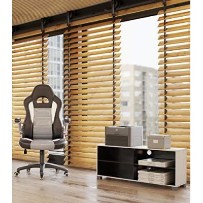 Scaun de birou, Songmics, Negru, 48x52x(90-112) cm