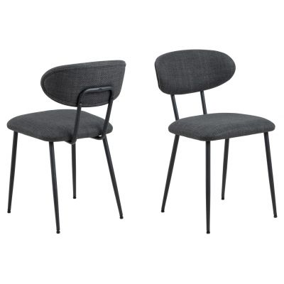 Scaun Denise, Actona, 43.5x53x78.5 cm, tesatura structurata/otel, gri inchis