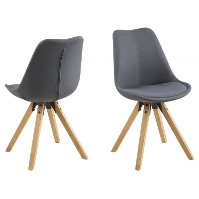 Scaun Dima, Actona, 48.5x55x85 cm, poliester/lemn de cauciuc, gri inchis