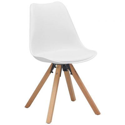 Scaun din lemn, plastic, textil, alb