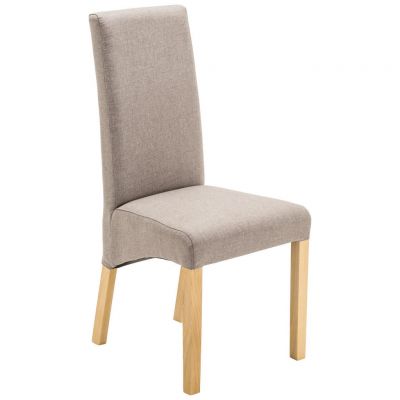 Scaun din lemn, textil, taupe, culoare lemn stejar