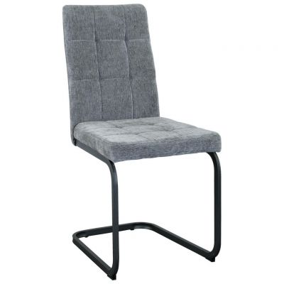 Scaun din metal, textil, gri deschis