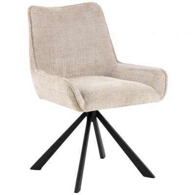 Scaun din metal, textil, negru, bej