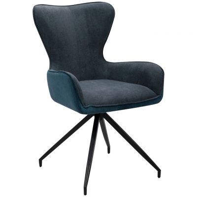 Scaun din textil, negru, albastru închis, gri închis