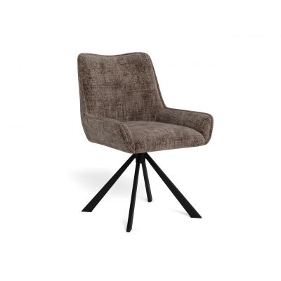 Scaun Eddie, Actona, 59x56x81 cm, rotativ, tesatura Chenille/otel, maro pudrat