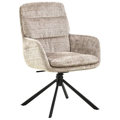 Scaun Edgar, Actona, 61x67x94 cm, rotativ, tesatura Chenille/otel, bej