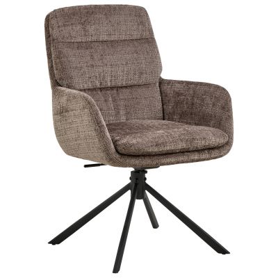 Scaun Edgar, Actona, 61x67x94 cm, rotativ, tesatura Chenille/otel, maro pudrat