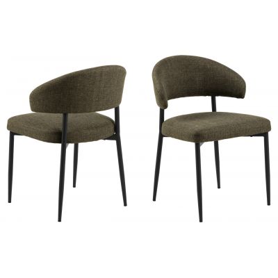 Scaun Edina, Actona, 56x55x77 cm, tesatura structurata/otel, verde