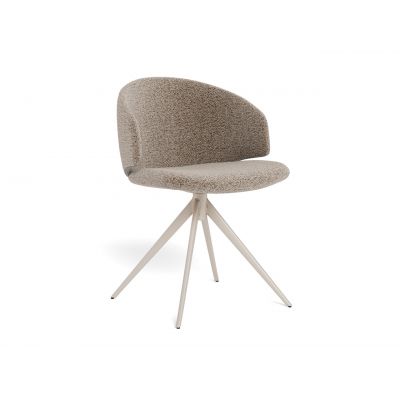 Scaun Ella, Actona, 53x54x78 cm, rotativ, tesatura Boucle/otel, bej