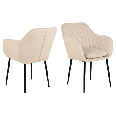 Scaun Emilia, Actona, 57x61x83 cm, catifea/otel, bej nisip