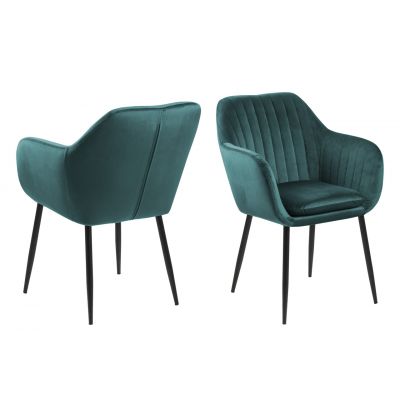 Scaun Emilia, Actona, 57x61x83 cm, catifea/otel, verde sticla