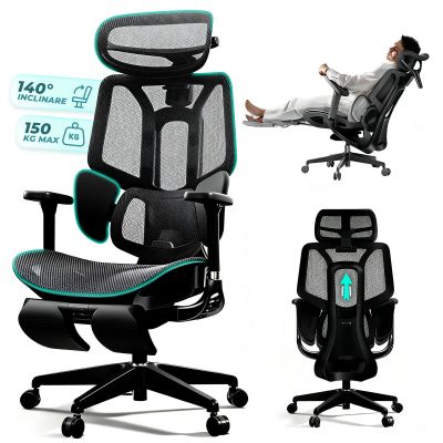 Scaun Ergonomic Timebox, Mesh Tetiera 4D Brate 4D Suport Picioare, Negru - Default Title