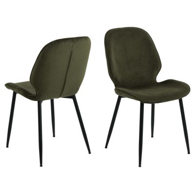 Scaun Femke, Actona, 47.5x57.5x85 cm, tesatura corduroy/otel, verde olive
