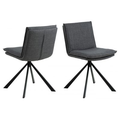 Scaun Flynn, Actona, 47x59x85 cm, rotativ, tesatura structurata/otel, gri inchis