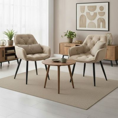 Scaun Fussy, Homla, 63x57x84 cm, metal/poliester, bej