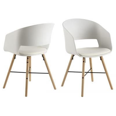 Scaun Luna, Actona, 52x51.5x80.5 cm, piele ecologica/lemn de fag, alb