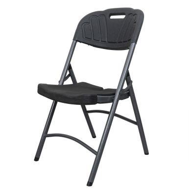 Scaun Pliant pentru Terasa, Plastic, Negru