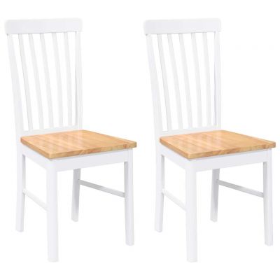 Scaune de sufragerie 2 buc Cauciuc din lemn masiv alb