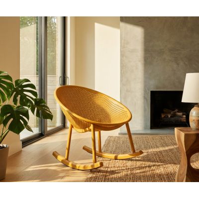 Set 2 scaune balansoar, Mauro Ferretti, Ibiza, 66x88x80 cm, plastic, mustar