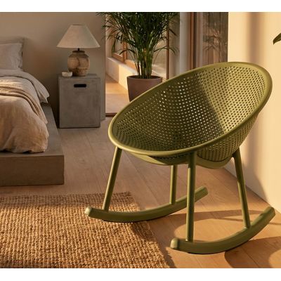 Set 2 scaune balansoar, Mauro Ferretti, Ibiza, 66x88x80 cm, plastic, verde