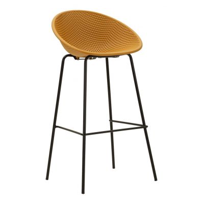 Set 2 scaune de bar, Mauro Ferretti, Ibiza, 50x50x98 cm, plastic/metal, mustar/negru