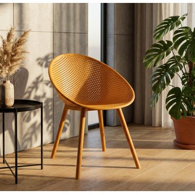 Set 2 scaune, Mauro Ferretti, Ibiza, 59x59x83 cm, plastic, mustar