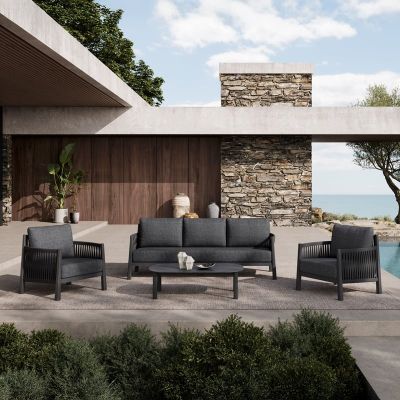 Set de gradina 4 buc. Feralda, Gri inchis, 218x79x73 cm