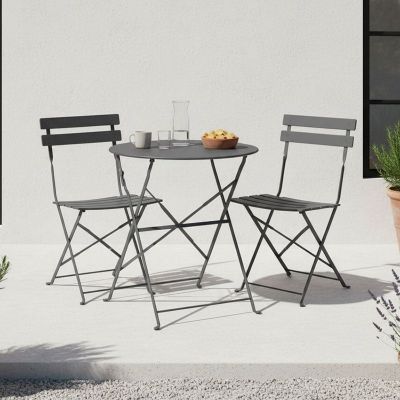 Set de gradina pliabil 3 buc. Bistro, Antracit, 60x60x82 cm
