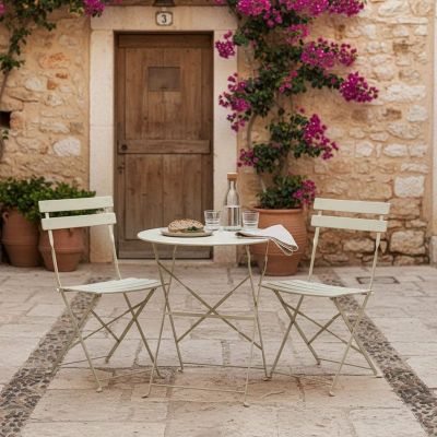 Set de gradina pliabil 3 buc. Bistro, Bej, 60x60x82 cm