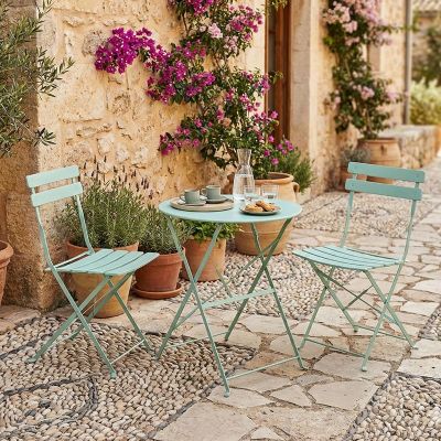 Set de gradina pliabil 3 buc. Bistro, Verde menta, 60x60x82 cm