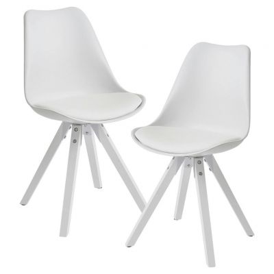 Set De Scaune din plastic, textil, alb