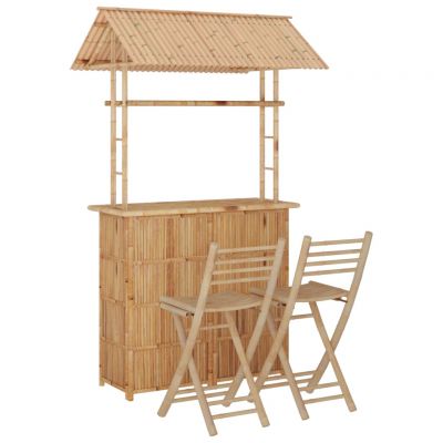 Set mobilier de bar, 3 piese, bambus