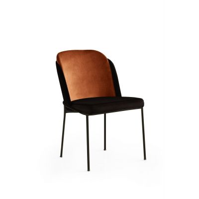 Set scaune, Hanah Home, metal, catifea, bronz negru, 54x55x86 cm, 4 bucati