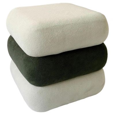 Taburet din textil, material pe bază de lemn, verde, alb