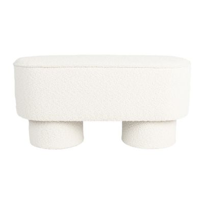 Bancă albă cu tapițerie din țesătură bouclé Marcos – White Label