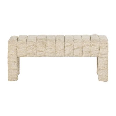 Bancă bej capitonată cu tapițerie din țesătură bouclé Frex – WOOOD